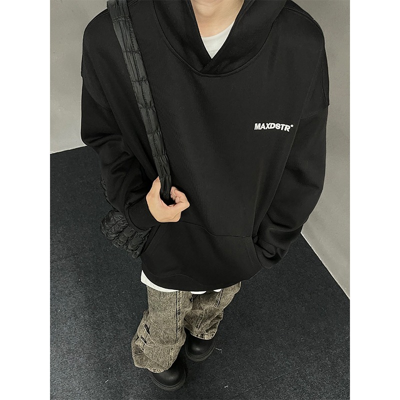 Trendy couple embroidered hooded sweatshirts for men and women, autumn American retro high street loose jackets