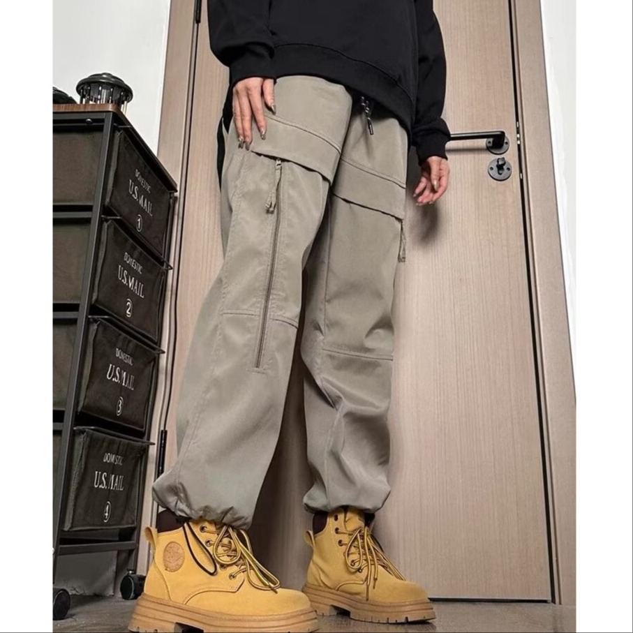 Autumn and winter outdoor windproof and waterproof overalls men's assault pants trousers zipper decoration street pants men's casual pants