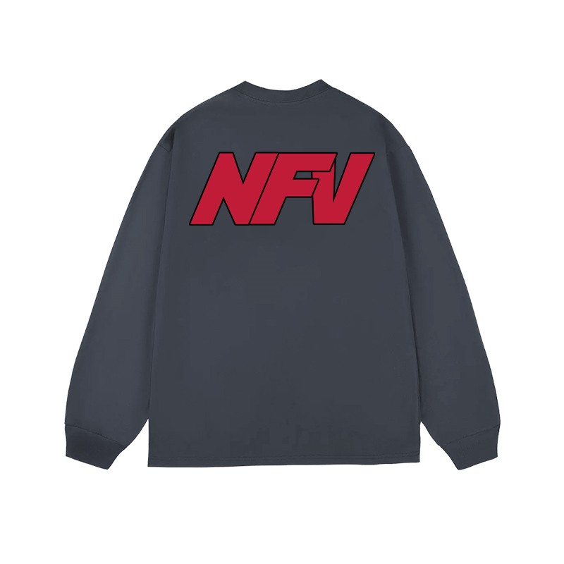 American heavyweight pure cotton letter printed long-sleeved T-shirt for men spring, autumn and winter new loose round neck top bottoming shirt