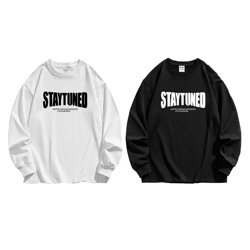 Velvet thickened white long-sleeved T-shirt couple sweatshirt men's winter loose American fashion brand top