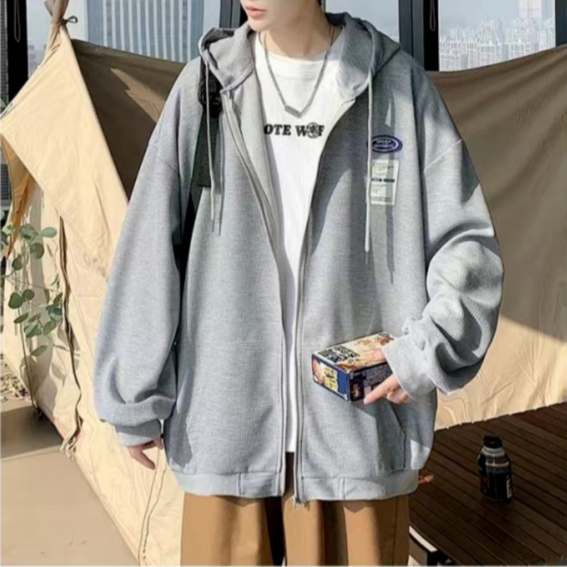 Handsome sweatshirt zipper autumn pullover trendy men ins youth popular hooded daily